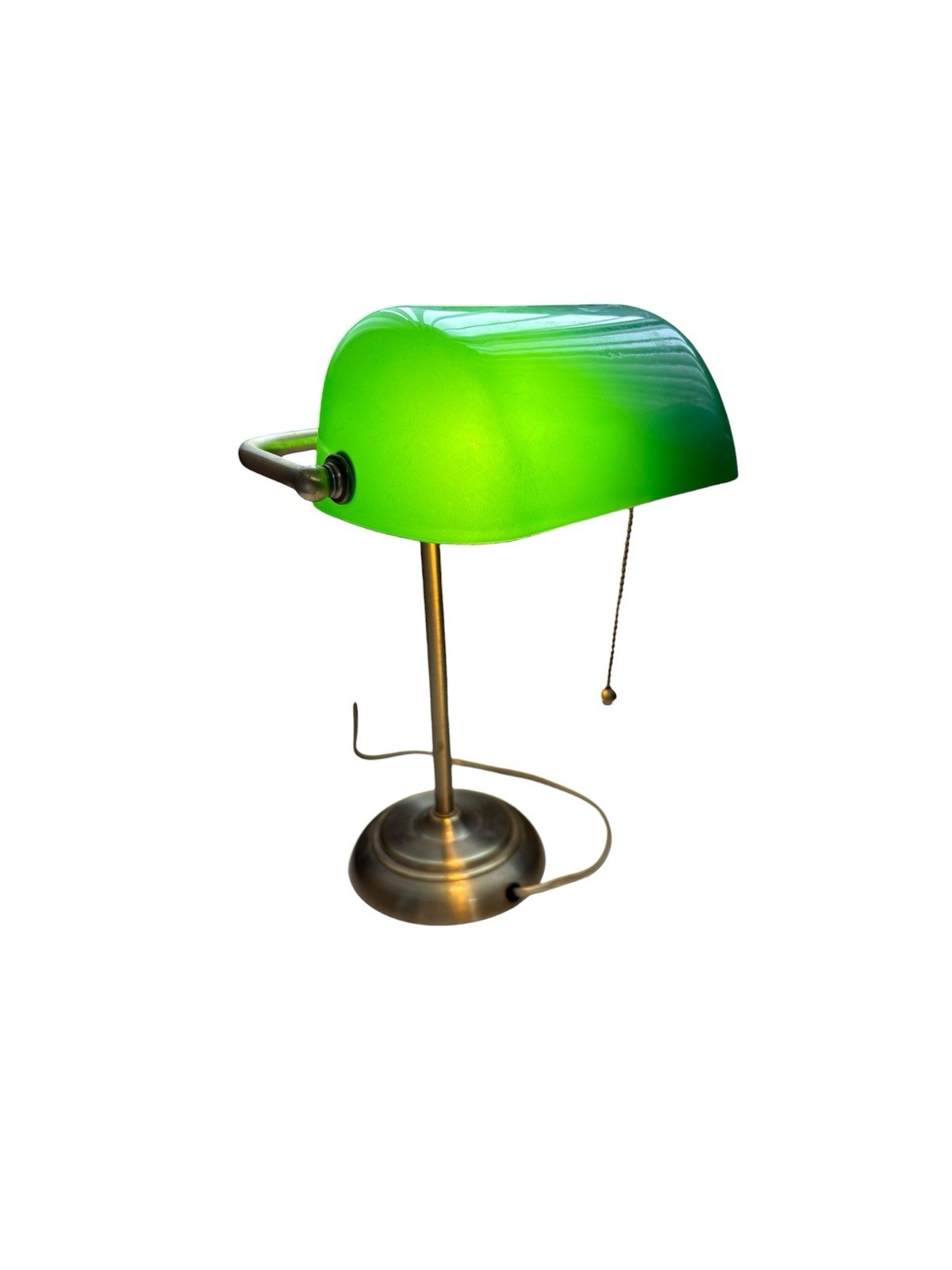 Vintage Underwriters Laboratories Portable Brass Bankers Desk Lamp Green Shade