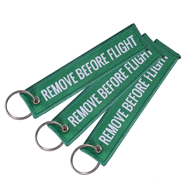 5PCS Remove Before Flight Key Chain Jet Tag Keychain Both Sides Text Embroidery