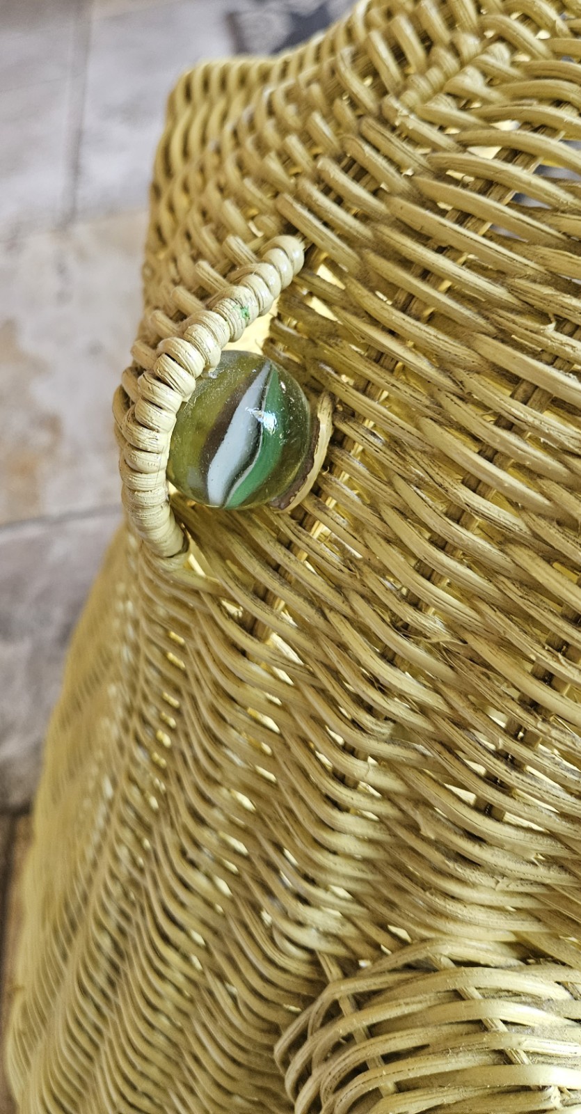 Vintage MCM FROG Basket Bin Large WICKER Rattan BOHO Toad