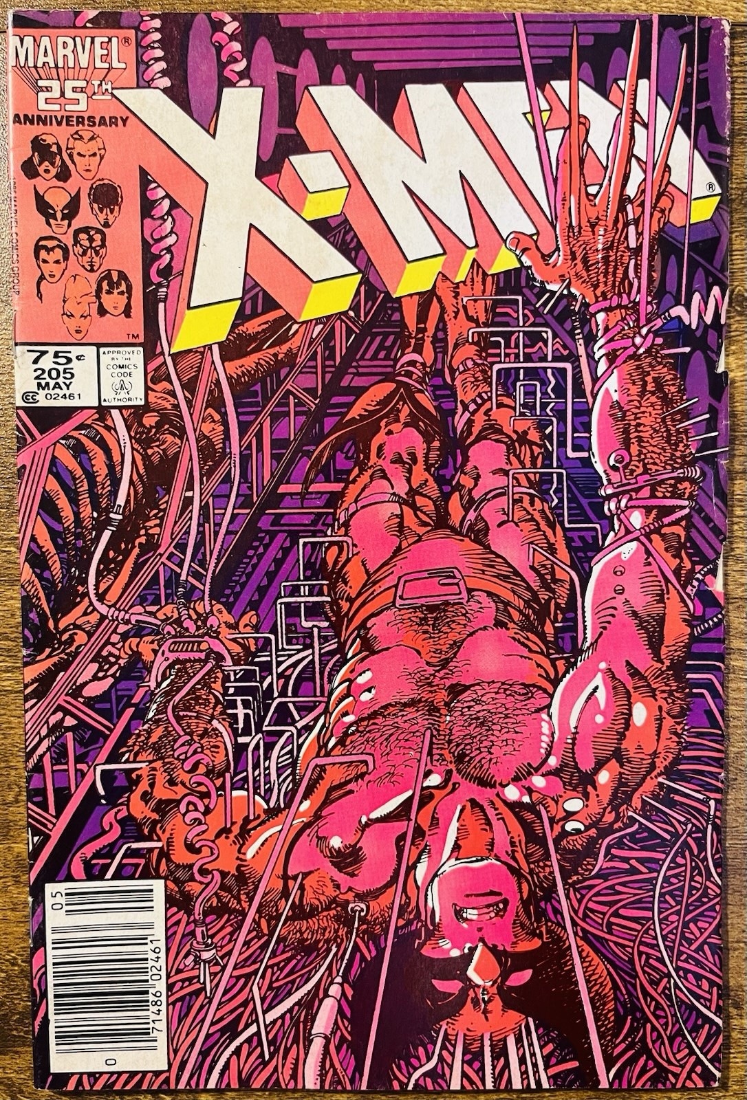 UNCANNY X-MEN 205 NEWSSTAND VARIANT CHRIS CLAREMONT STORY WOLVERINE MARVEL 1986