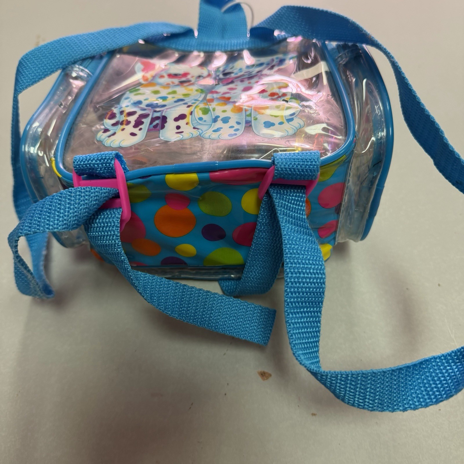 Lisa Frank Mini Clear Blue Zip Backpack w/ Dalmatian Print and Stationery