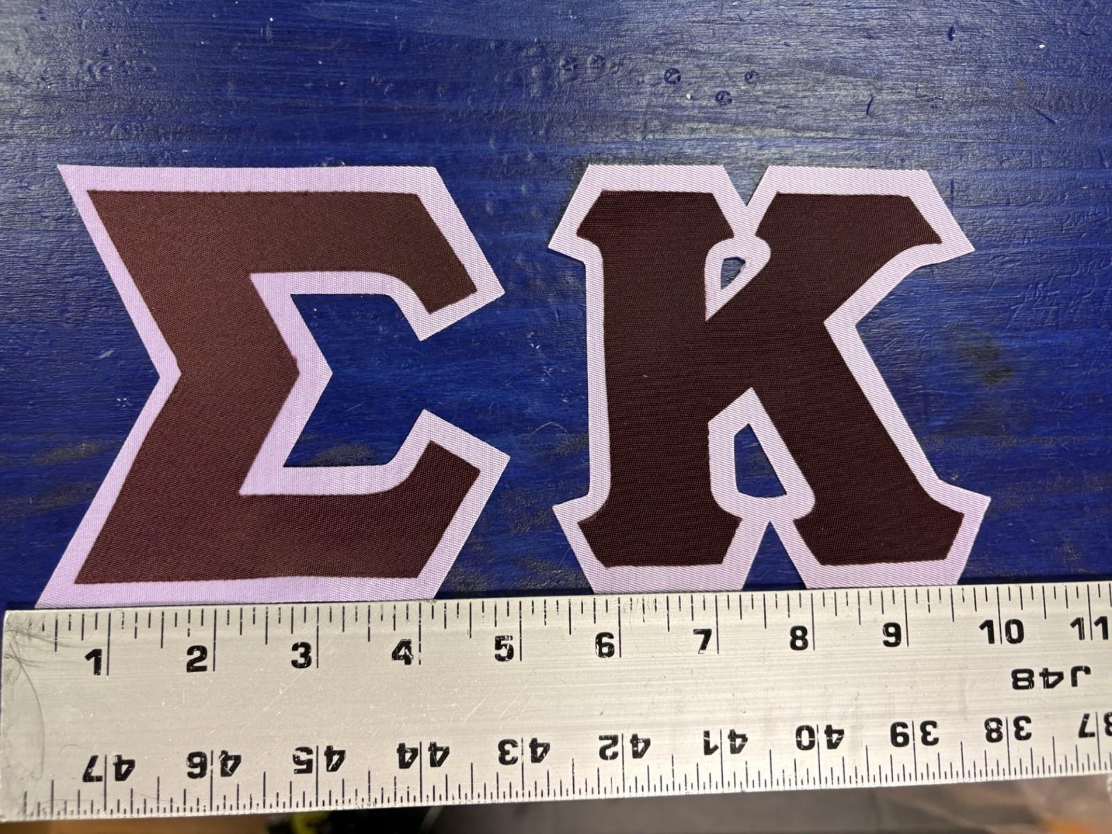 Sigma Kappa 4″ Greek Twill Sew On Letters Maroon/Lilac Adhesive Backing