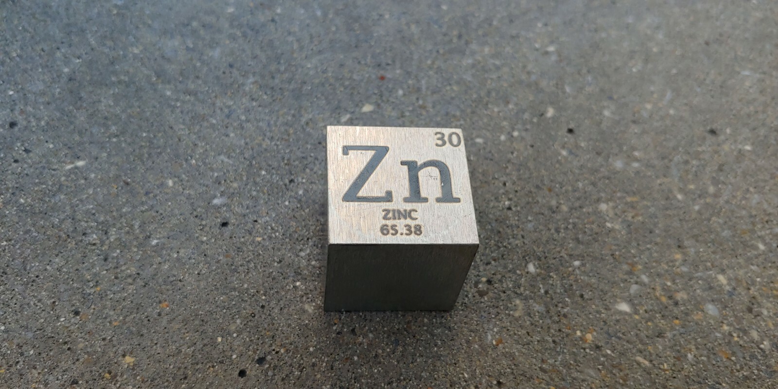 1 inch 25.4 mm Zinc Zn metal element cube periodic table 99.9% pure