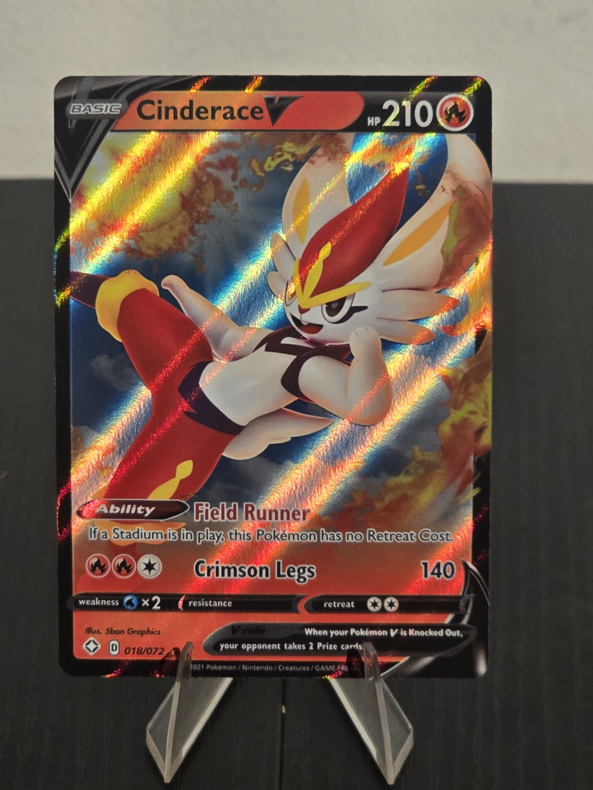 Cinderace V 2021 Shining Fates Full Art Ultra Rare Pokemon Card 018/072 (NM)
