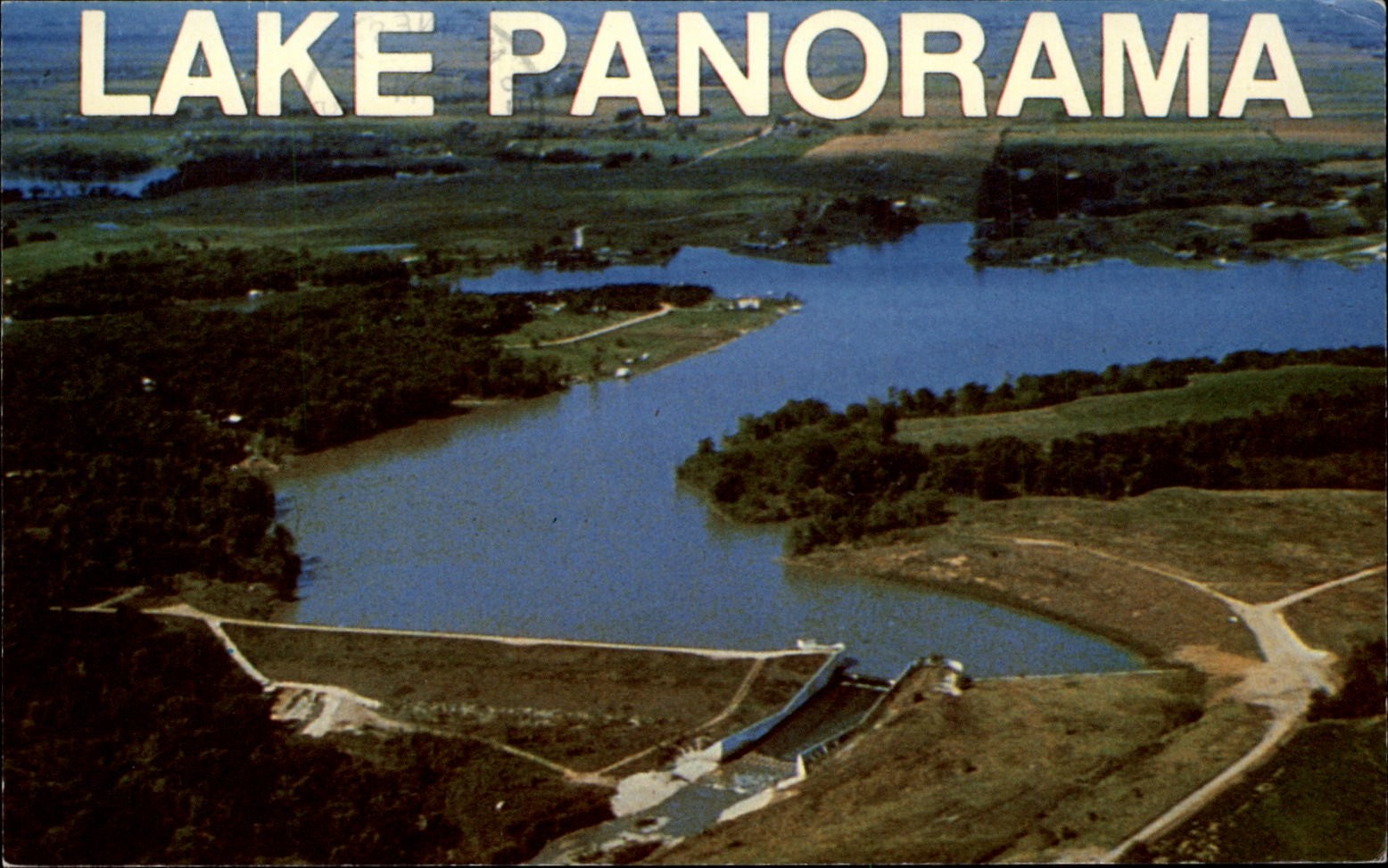 Lake Panorama Centeville Iowa aerial view vintage postcard r946