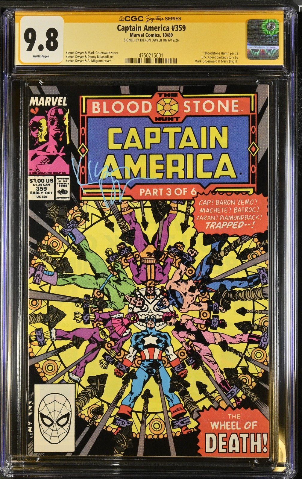 Captain America # 359 CGC 9.8 SS – Sigature by Kieron Dwyer – Bloodstone Hunt P3