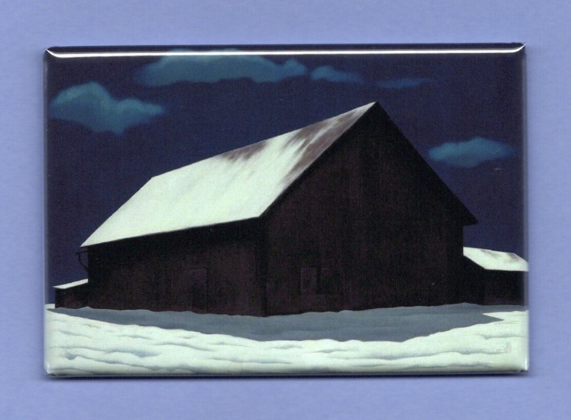 GEORGE AULT *2X3 FRIDGE MAGNET* FINE ART PAINTING REALIST PRECISIONISM SNOW BARN