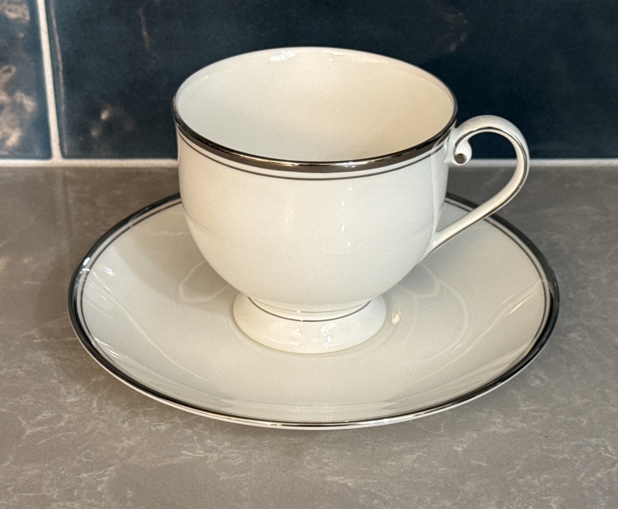 Mikasa Gothic Platinum Tea Coffee Cup & Saucer Set AK018 Classic Design
