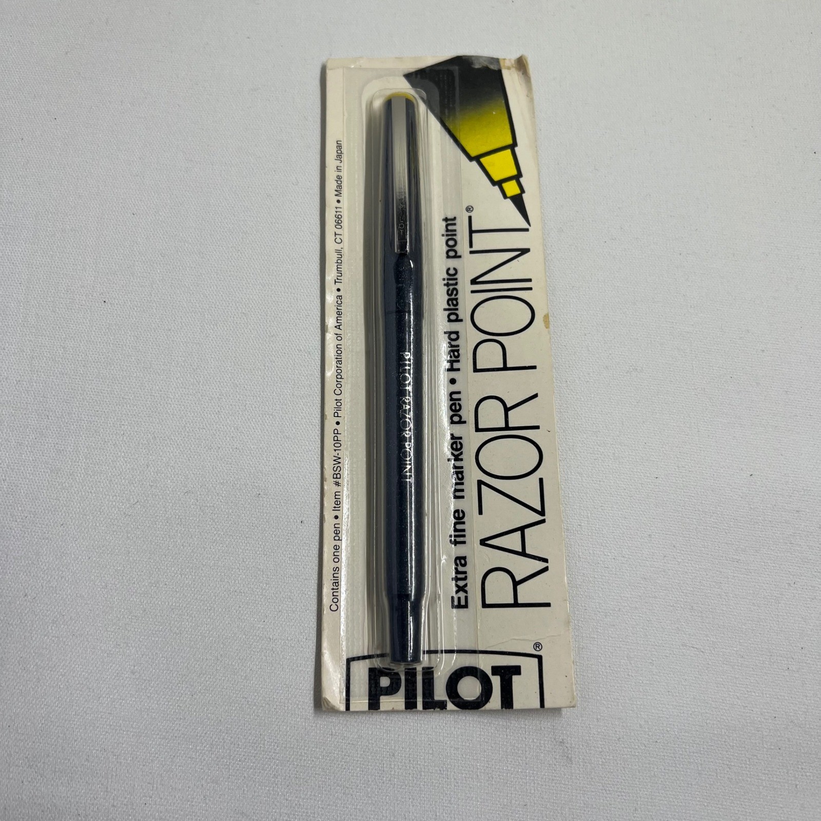 Pilot Razor Point Extra Fine Marker Pen Black Hard Plastic Point 80s Vintage
