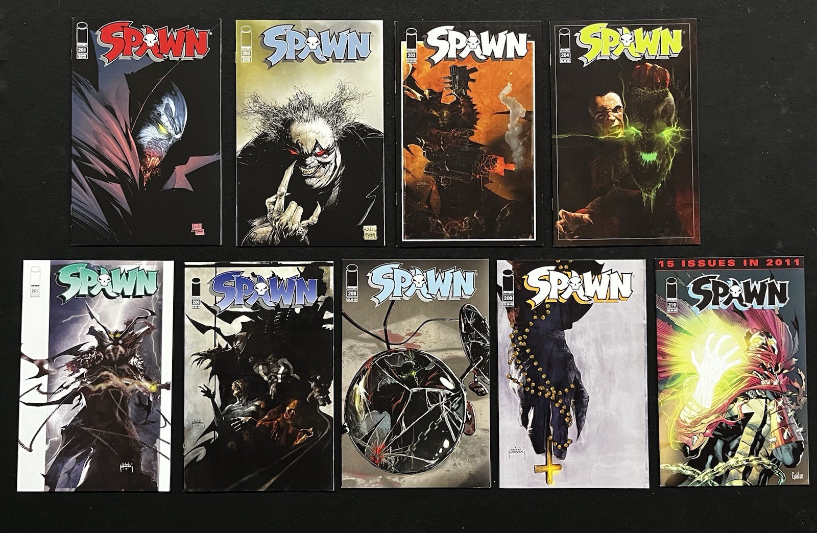 Todd McFarlane Lot 9 issues SPAWN 201 202 203 204 205 206 208 209 210 Unread!