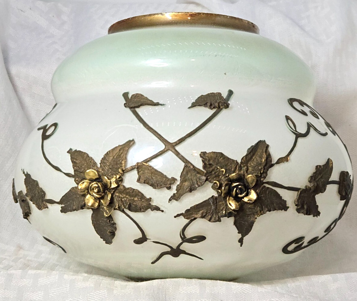 Vintage Glass Light Globe -Carl Falkenstein – Bronze Casting Roses