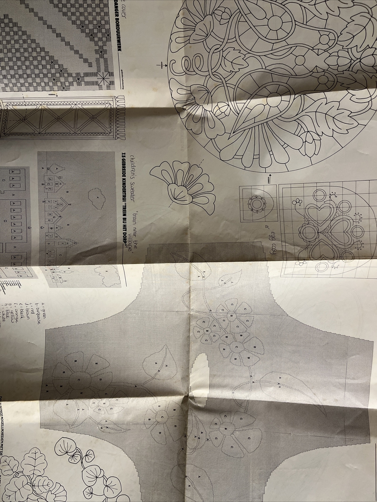 Dutch Embroidery Cross Stitch Sewing Patterns – Approximately 30”x20” Teleac