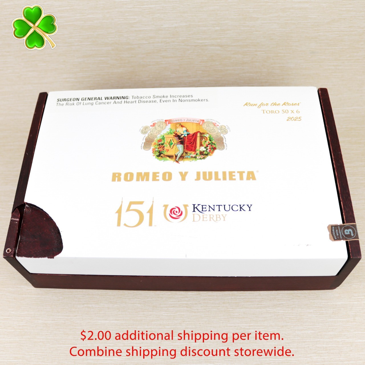 Romeo y Julieta Toro Kentucky Derby Empty Wood Cigar Box 11″ x 7″ x 3″