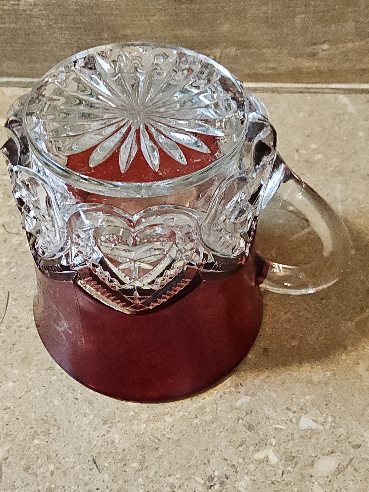 Ruby Flash Glass, Ruby ELLA Souvenir Mug , custom-etched 1890s era