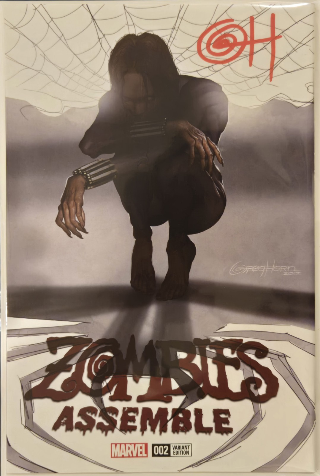 ZOMBIES ASSEMBLE #2 GREG HORN 1:50 INCENTIVE VARIANT MARVEL SIGNED + COA