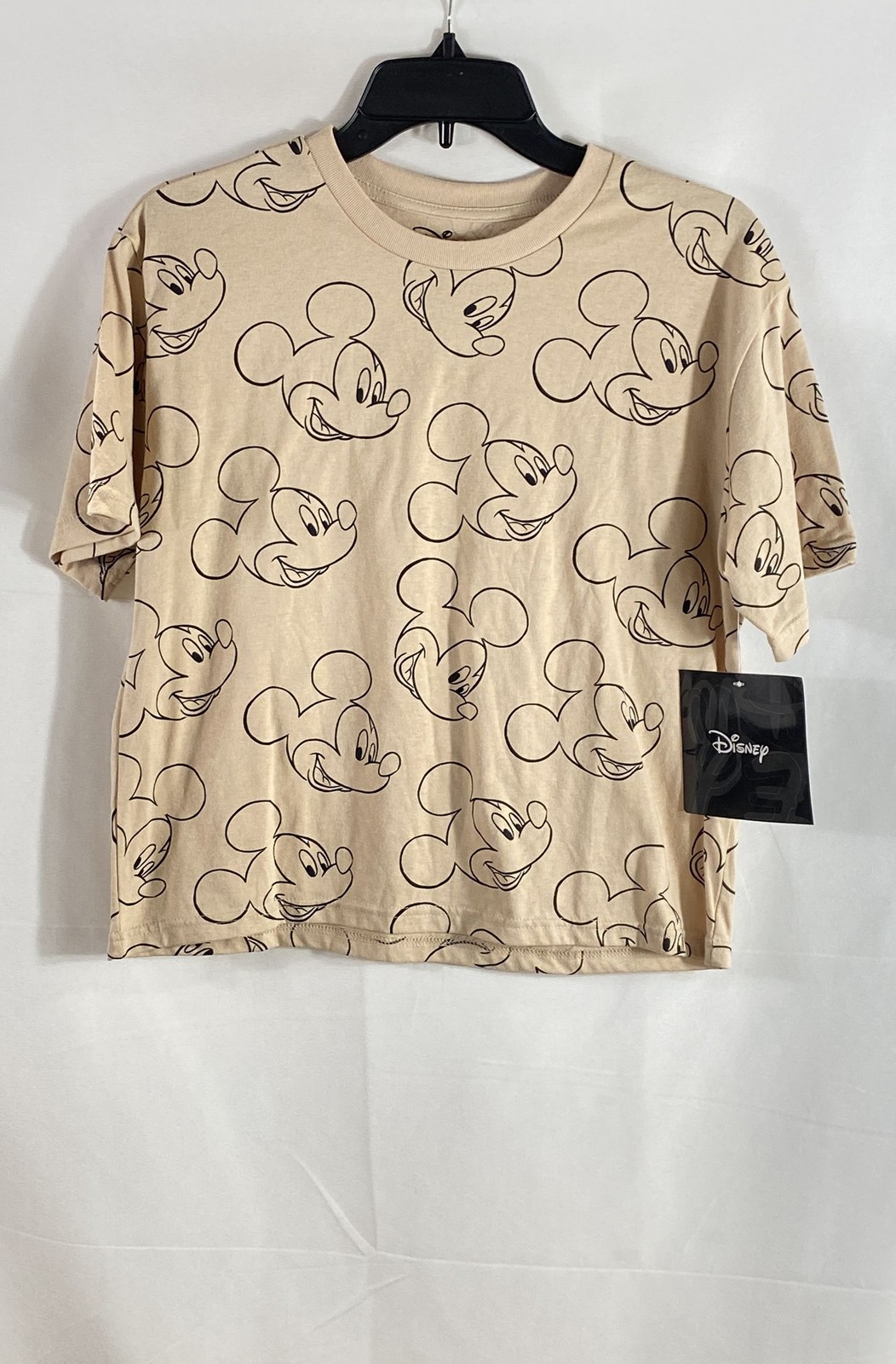 Disney Women’s Mickey Mouse All Over Print AOP Tan T-Shirt Sz L NWT