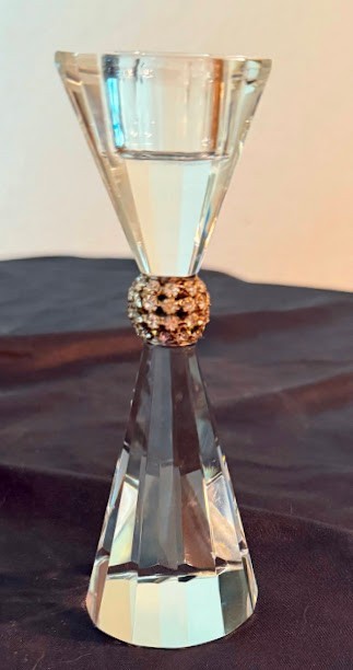 Godinger Palazzo Bling Crystal Taper Candle Holder 5.5″ Modern Art Deco Glam