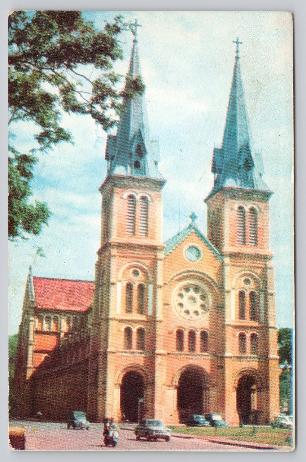 Vintage Saigon Vietnam Cathedral Photochrome Postcard 1939-Now