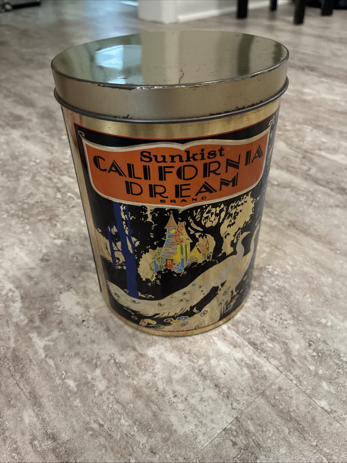 Vintage Sunkist California Dream Tin Peacocks