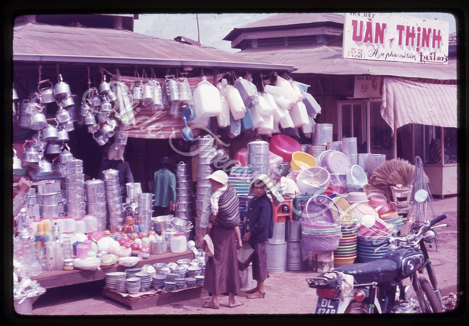 Ban Me Thuot Vietnam Street Scene Store Shop 35mm Slide 1960s 1969