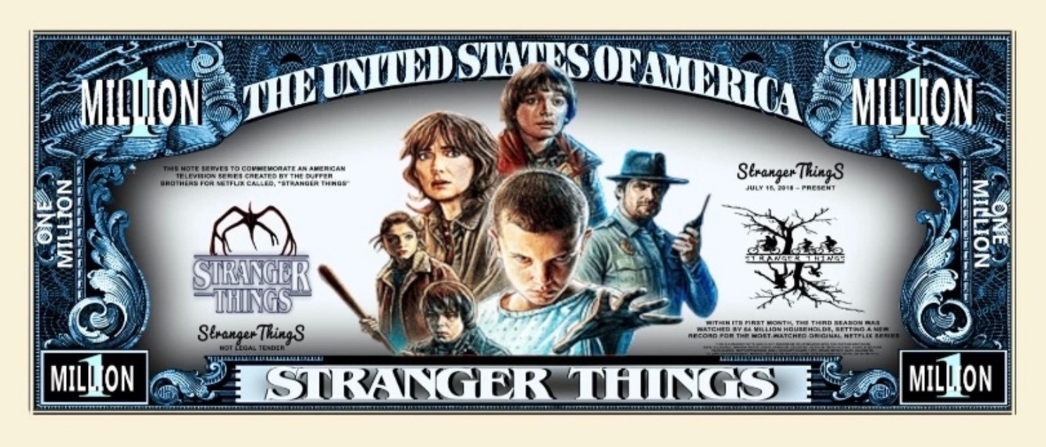 5 Pack Stranger Things Dollar Bill Sci-Fi Collectible Money $1 Million Banknote