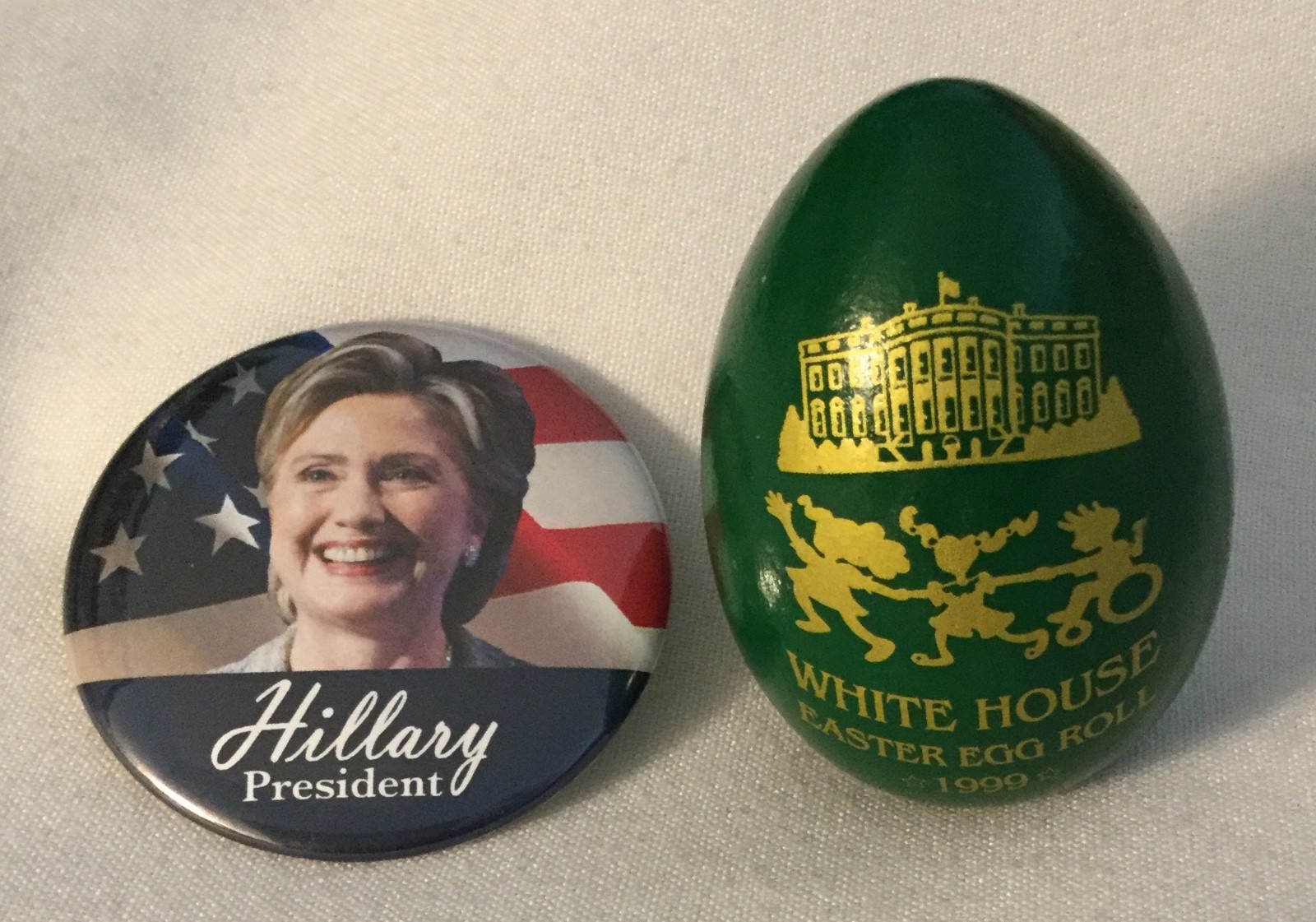 2 CLINTON = HAT + BOBBLE HEAD DOLL HILLARY PRESIDENT 2016 BILL DEMOCRAT NEW RARE