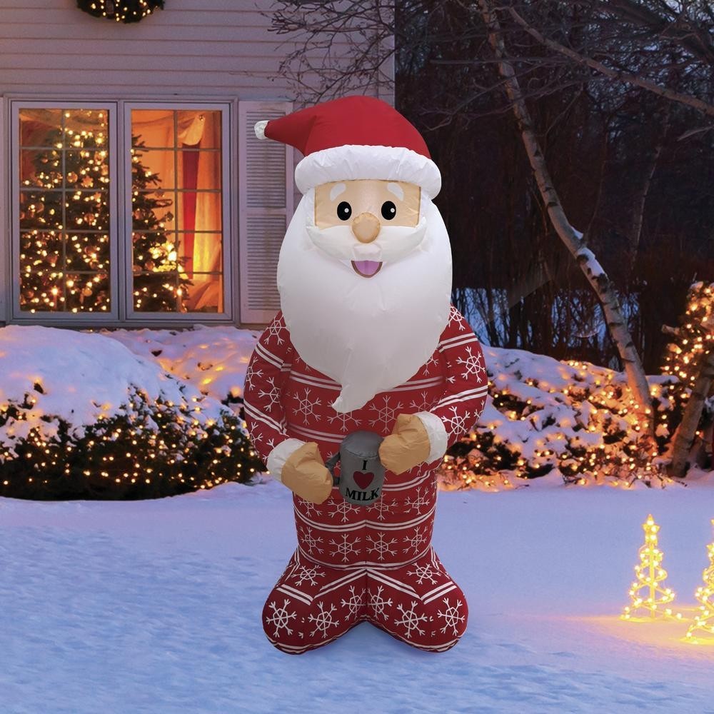 NEW Enchanted Forest 4′ LED Santa in PJs Christmas Inflatable Indoor Outdoor