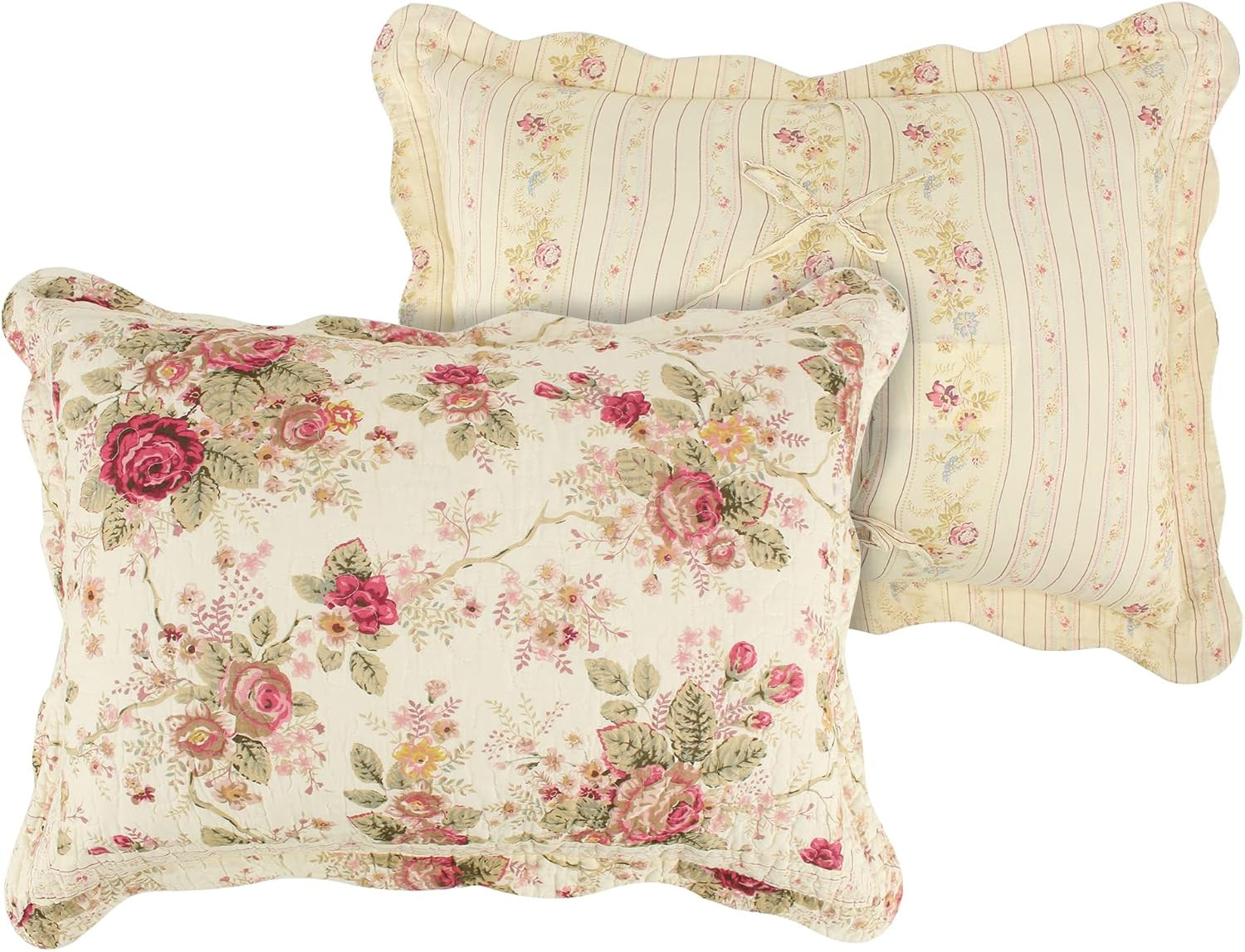 Greenland Home Antique Rose Throw Blanket, Full, Ecru and Greenland Home Antique
