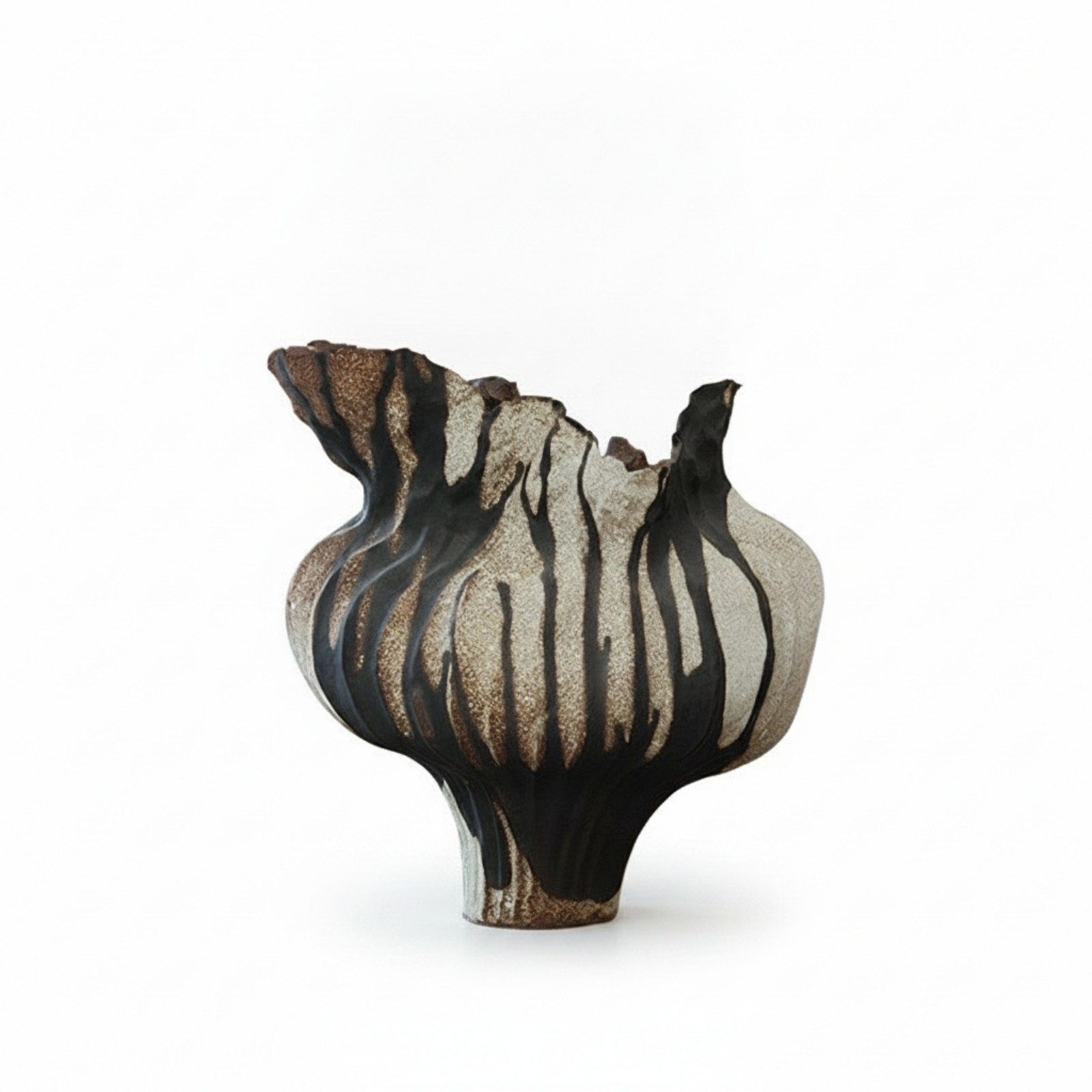 Ceramic-Style Vase Textured Sculptural Vase Organic Shape for Indoor Display
