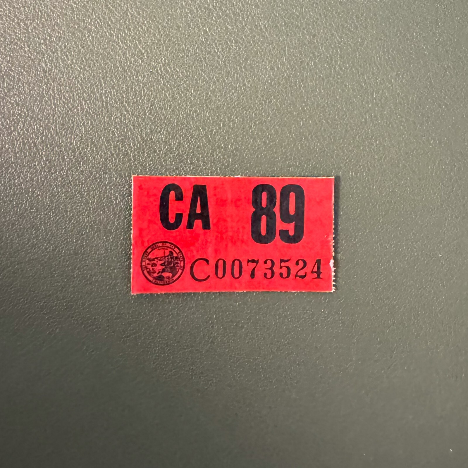 Authentic CALIFORNIA 1989 License Plate Sticker Tag Tab – New Thin Adhesive Back