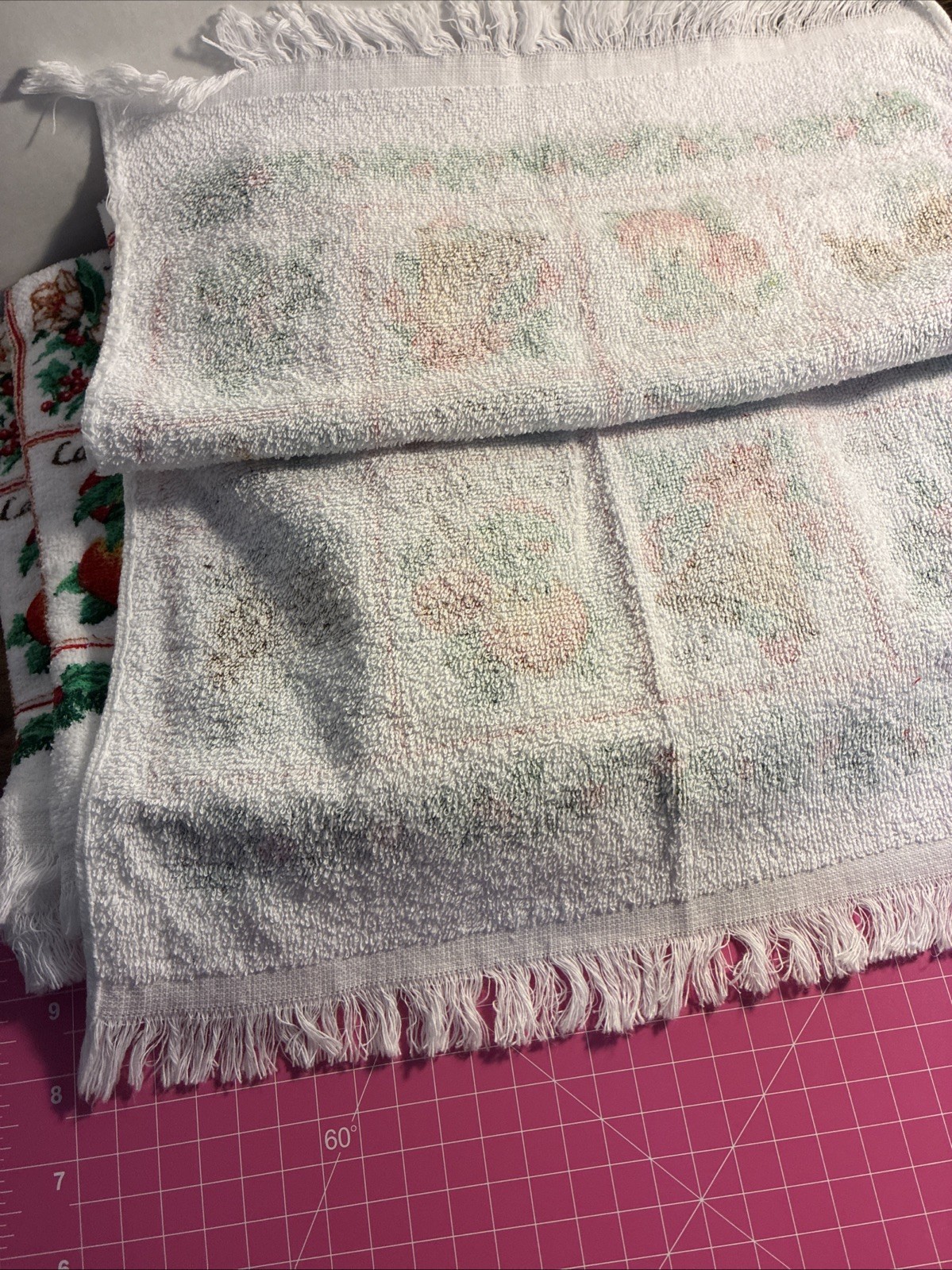Vintage Christmas Window Panel Pattern Kitchen Towels Set Of 5