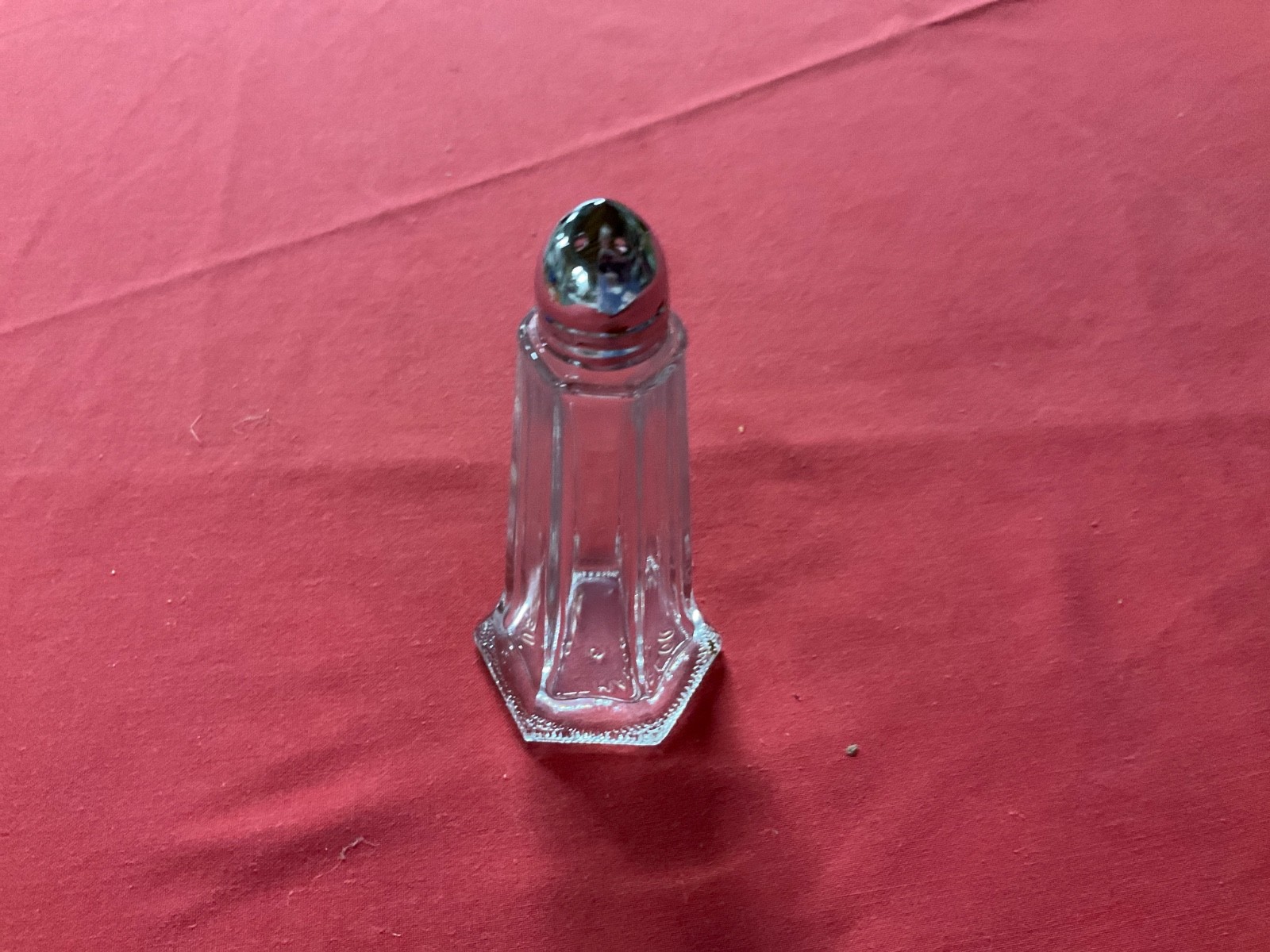 HALCO VTG, Clear Glass Octagon Eiffel Tower Silver Cap Salt Or Pepper Shaker USA