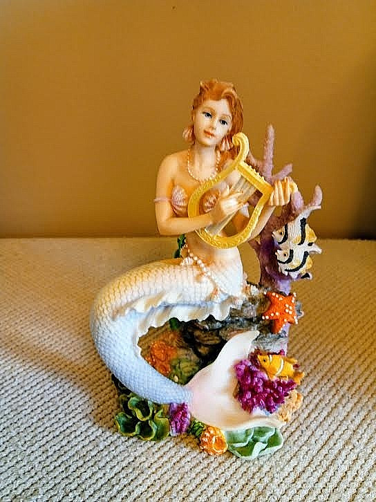 Mermaid playing harp figurine Pacific Giftware Summit Collection