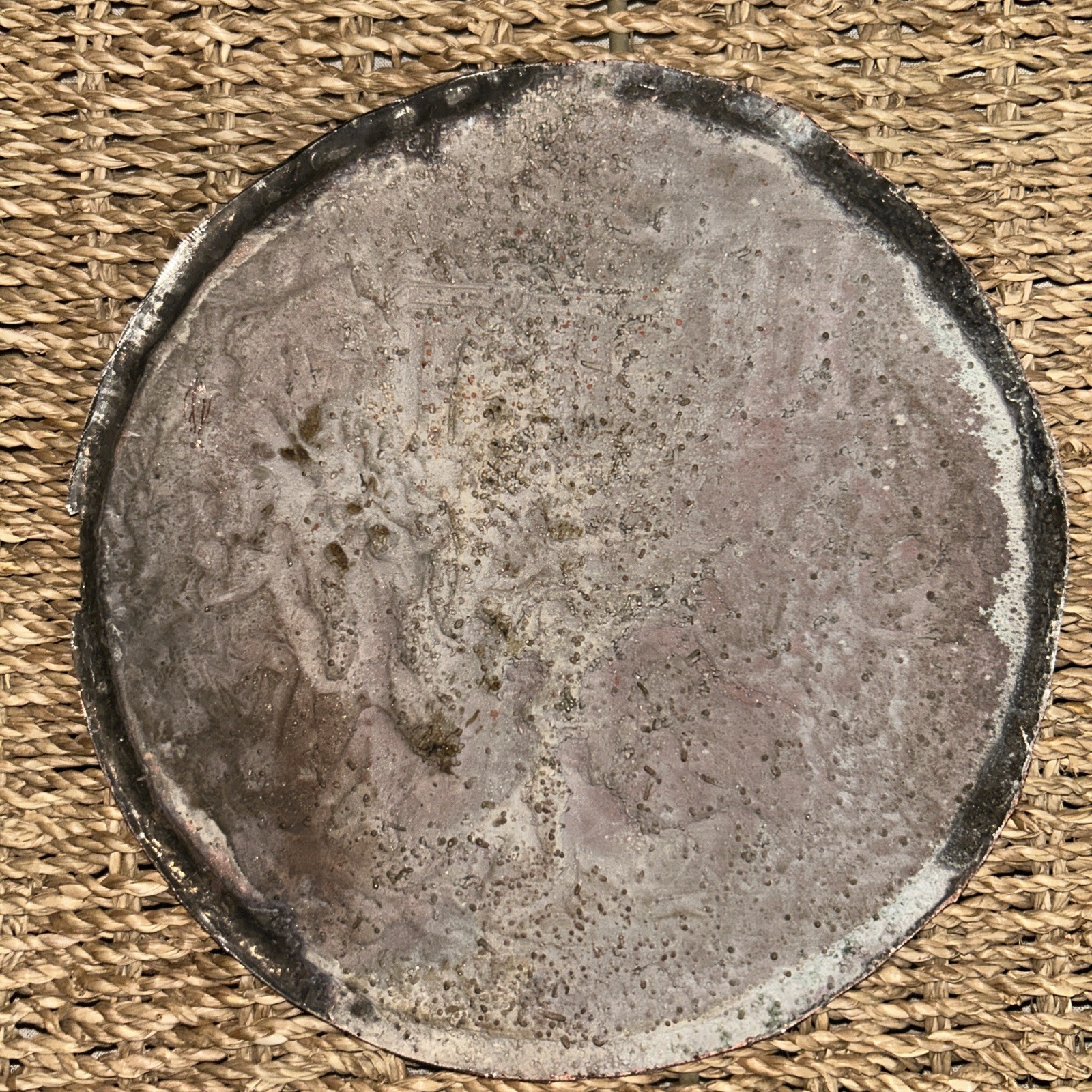 CLASSICAL SCENE ROME ROUND BRONZE RELIEF PLAQUE 10.5 INCHES VICTORIAN EX. COND