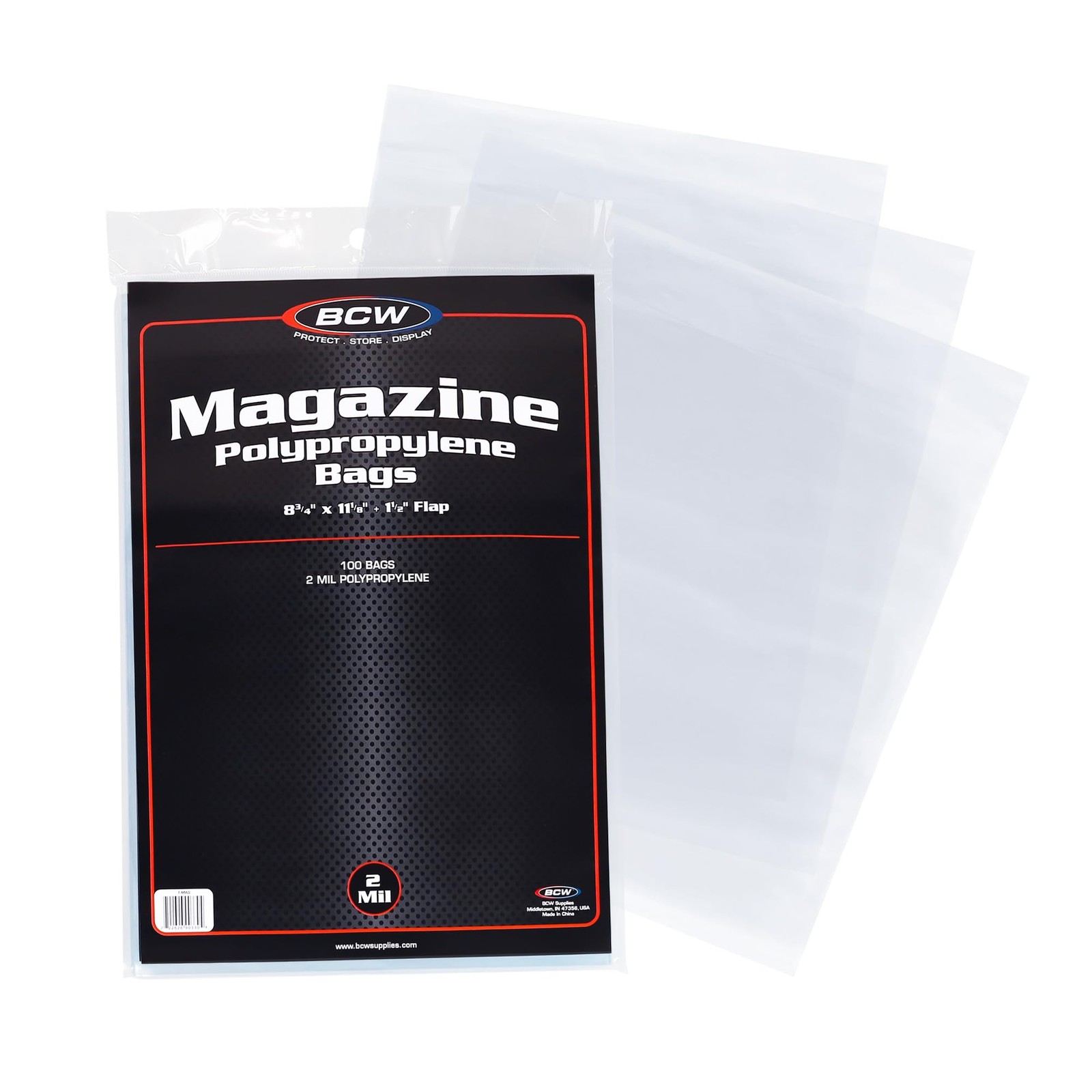 BCW Magazine Bags – 1 Pack of 100 | Acid-Free, Crystal Clear Polypropylene Sleev