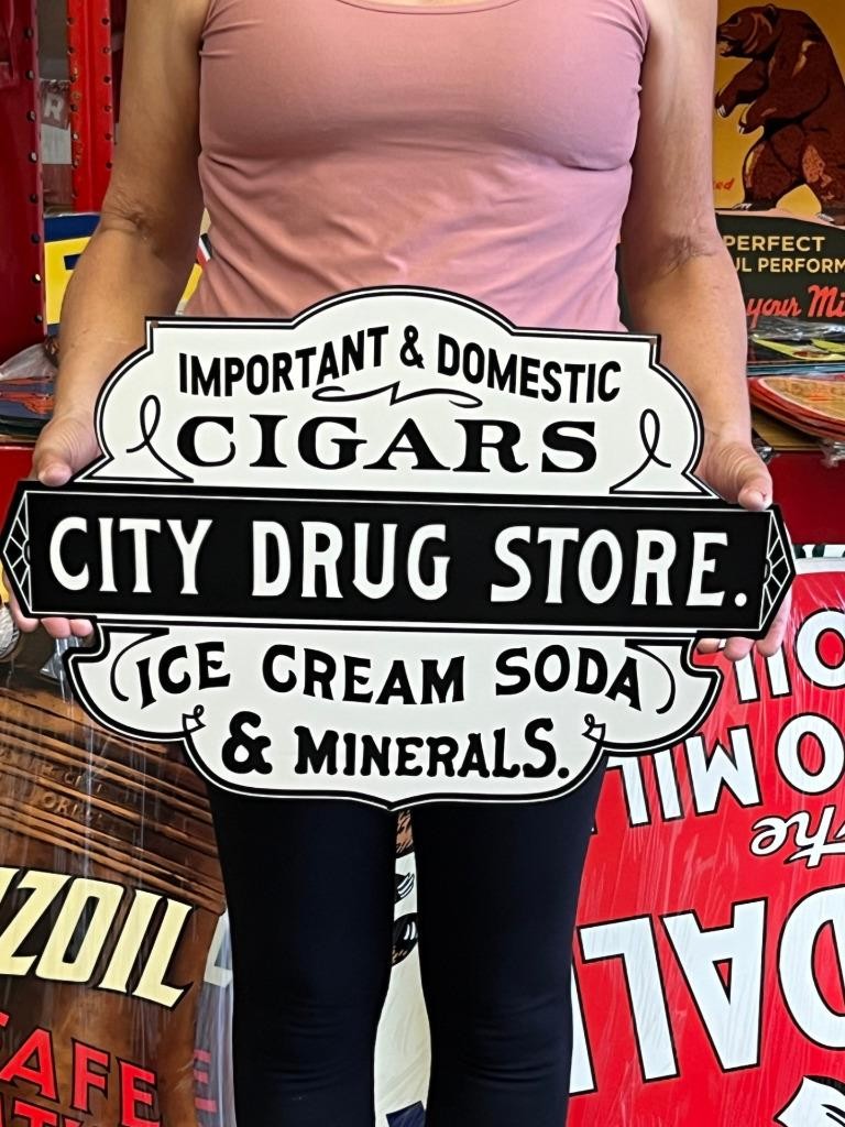 Vintage Style Metal Sign City Drug Store NOT Porcelain 22×16 Made in USA