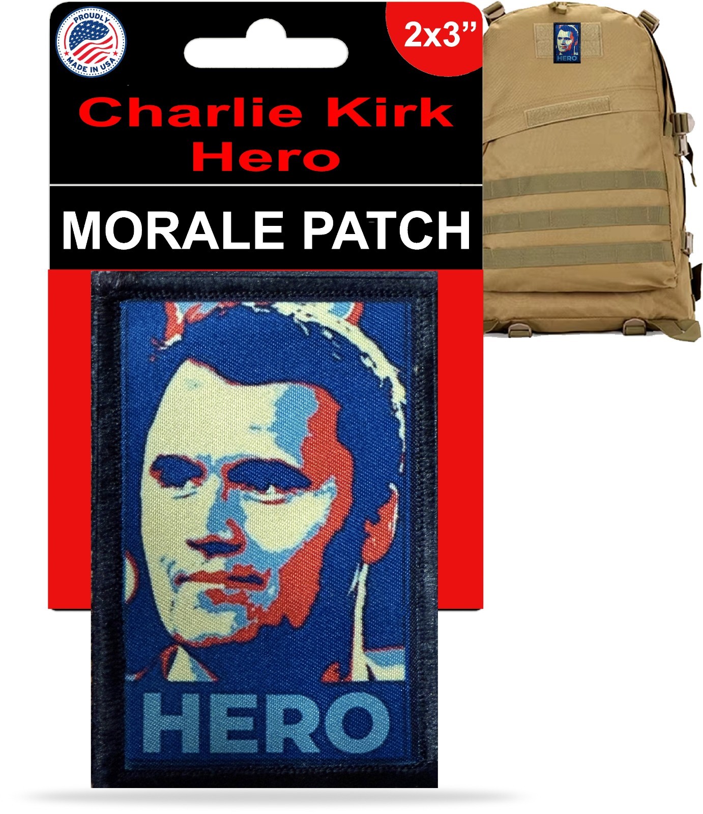 Charlie Kirk FREEDOM Morale Patch | Patriotic Patch | Fight Fight Fight USA Flag