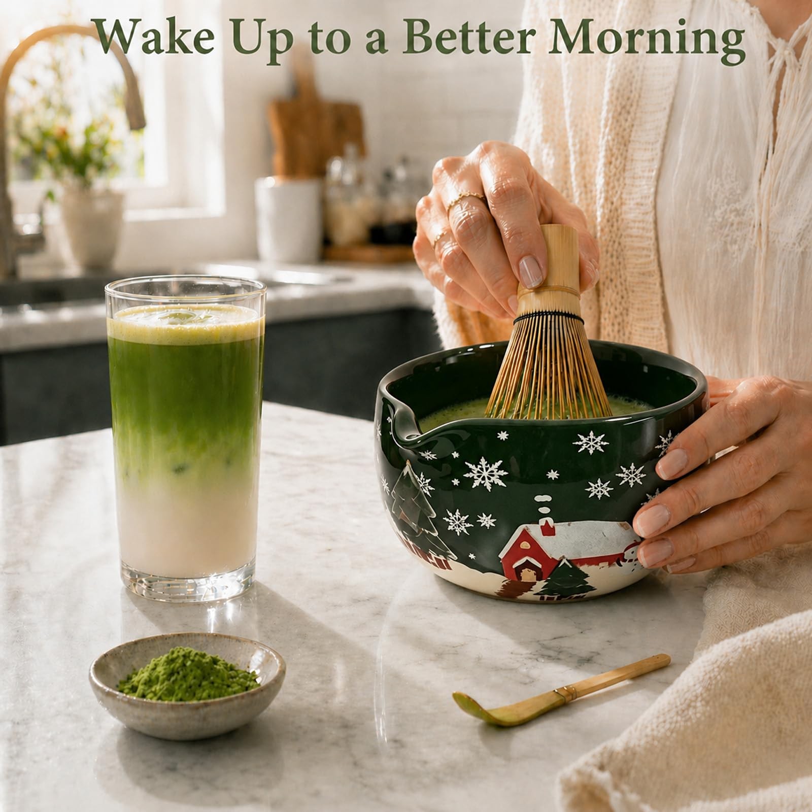 Matcha Whisk Set, Ceramic Set Includes Bowl Normal, Christmas
