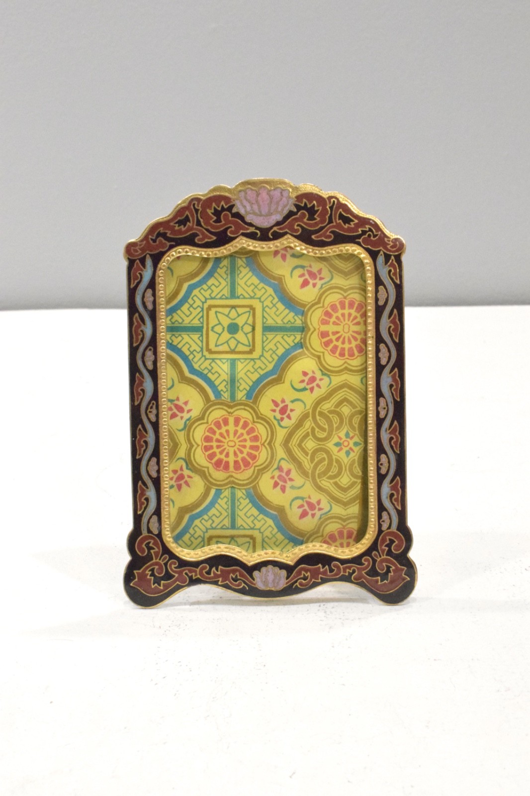 Picture Frame Cloisonné’ Floral Brass Chinese Enamel Decor Frame