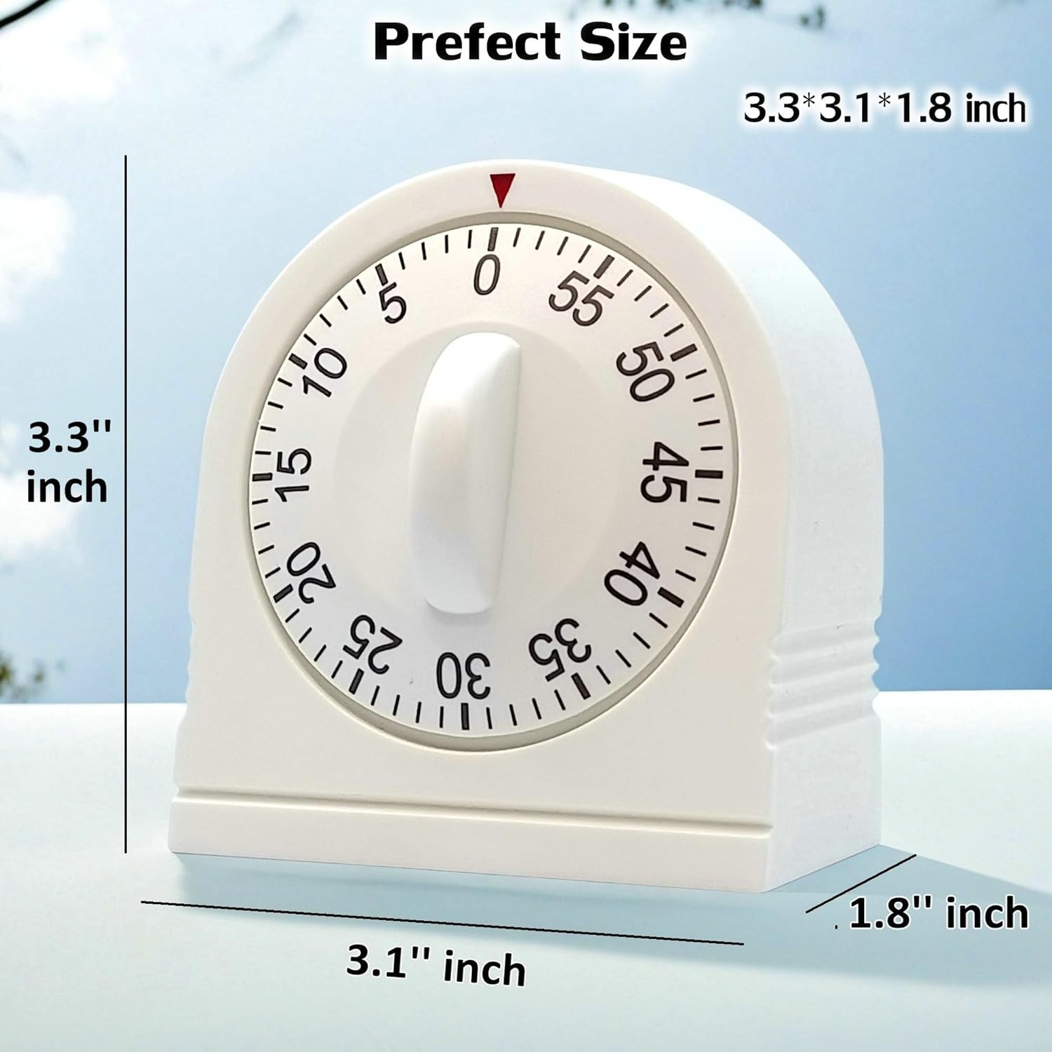 60 Minute White Mechanical Wind Up Timer Loud Alarm Visual Countdown Timer