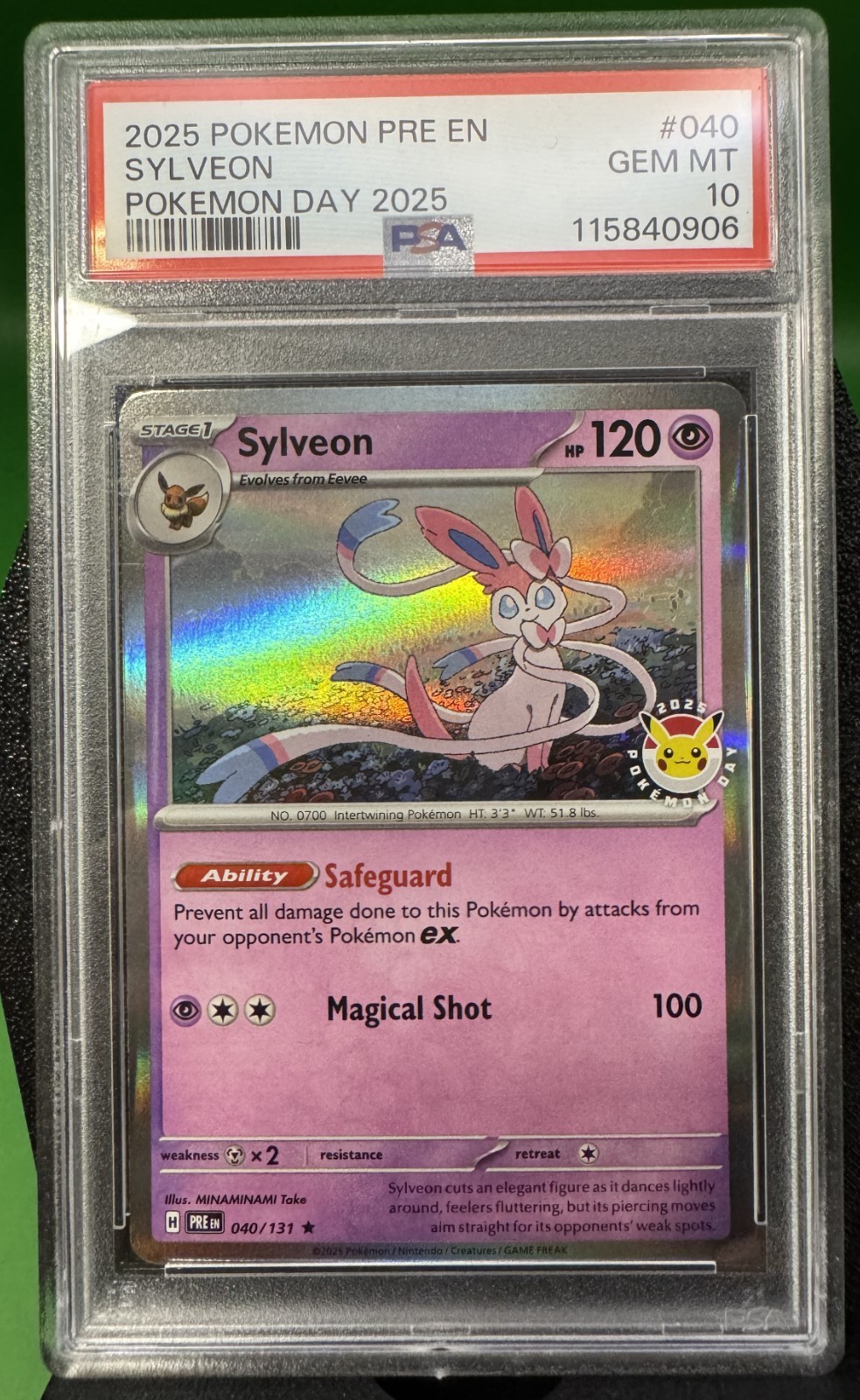 Pokemon 2025 Sylveon 040 Pokemon Day Stamp Prismatic Evolutions GEM MINT PSA 10