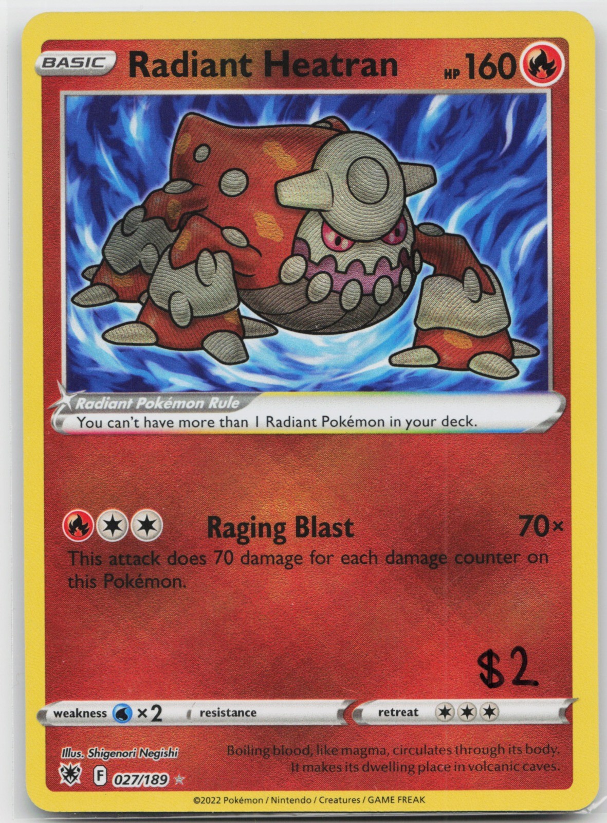 Radiant Heatran 027/189 SWSH10: Astral Radiance Radiant Rare