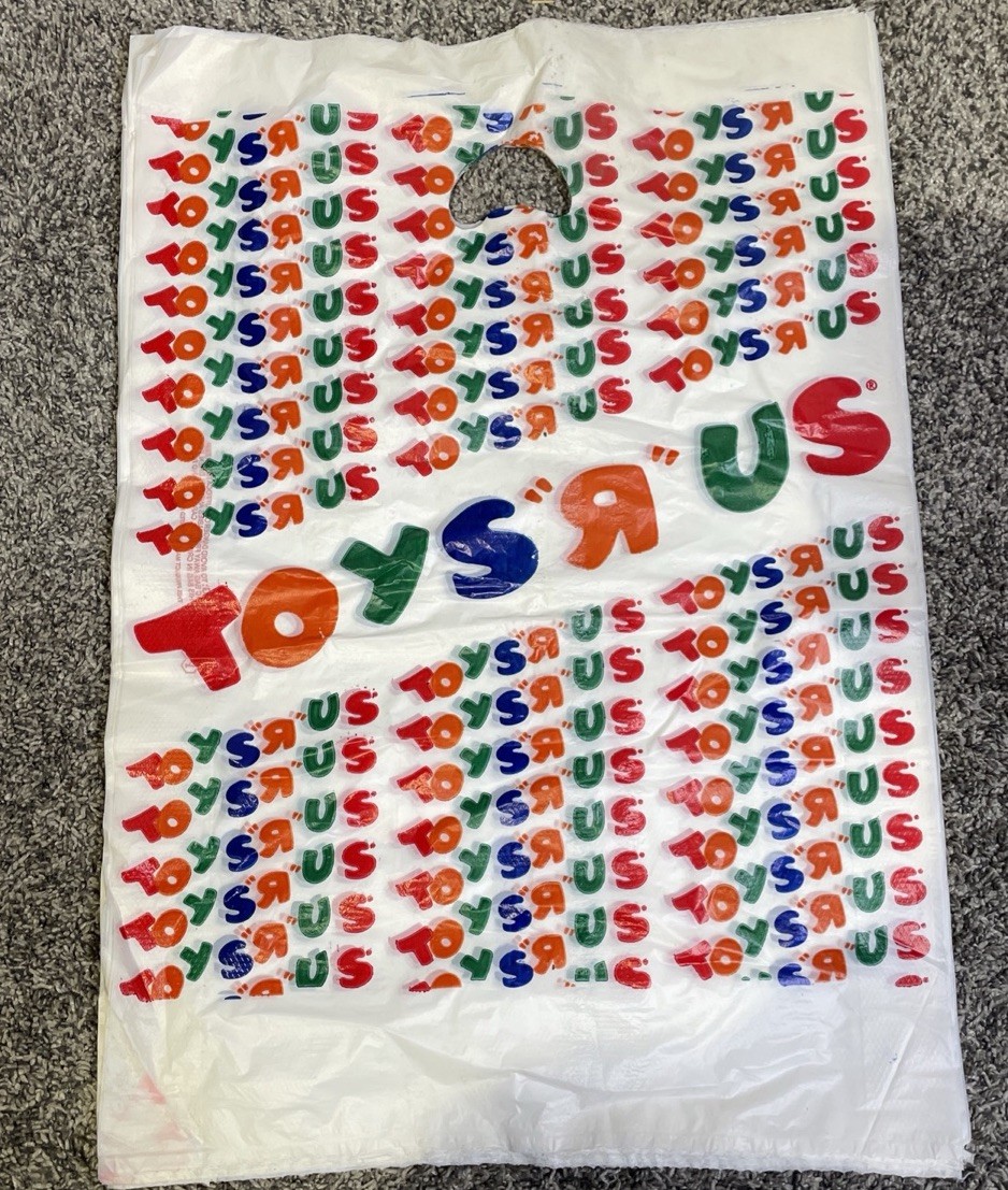 Vintage Toys R Us Retro Logo Plastic Store Shopping Bag 23×16 UNUSED