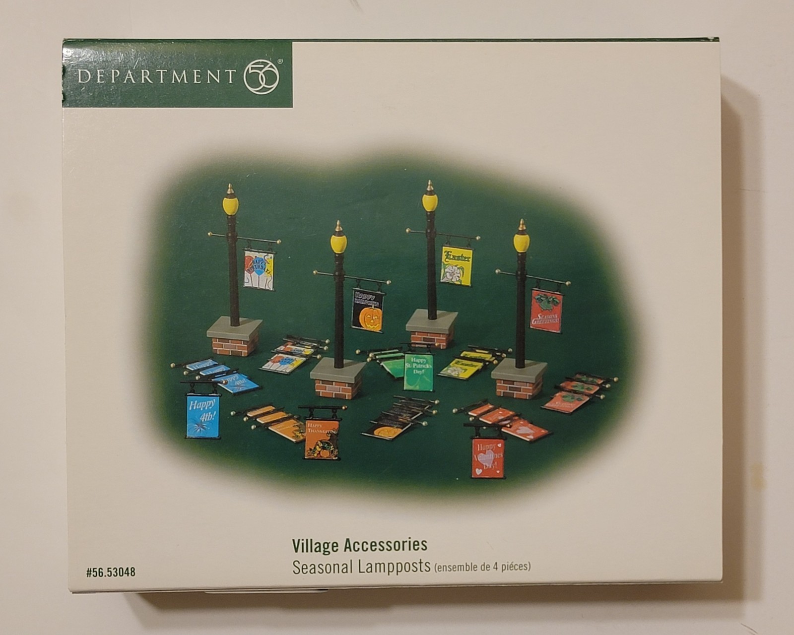 Dept 56 “Seasonal Lampposts with Banners” RETIRED #53048 Brand New