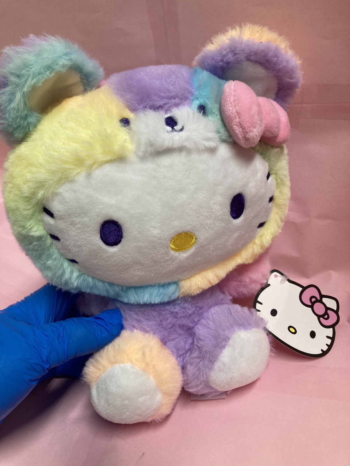 [NEW] SANRIO HELLO KITTY RAINBOW SHERBET TEDDY BEAR plush; 9.5 In Tall; New