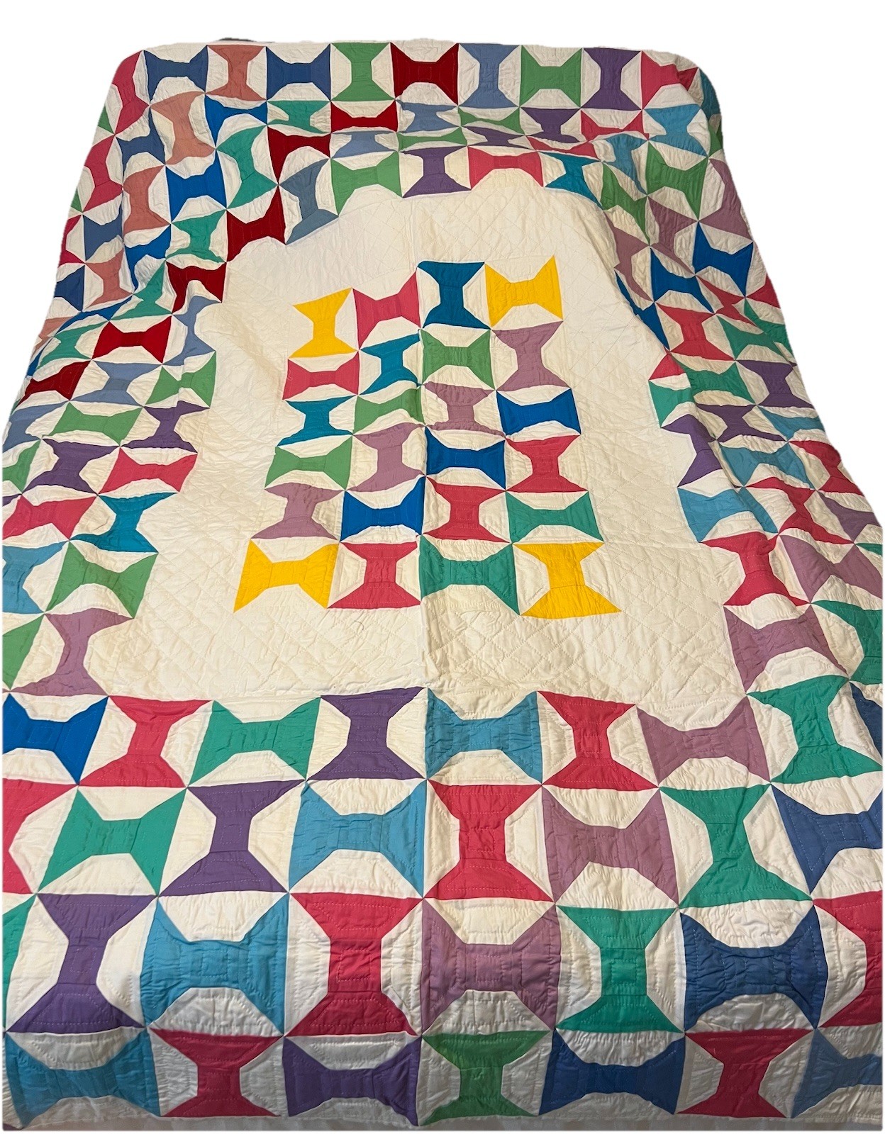 Beautiful Vintage Handmade Bobbin Spools Quilt 89 X 78