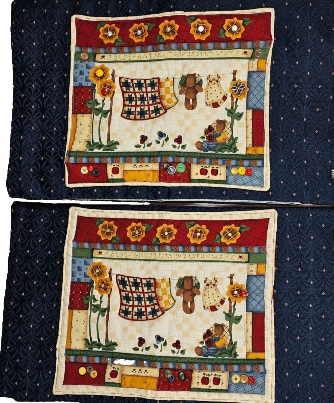 Handmade 2PC Pillowcase Quilted Country Charm MFH Decor Leslie Black Cranston
