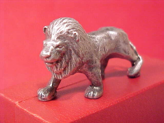 Vintage Miniature White Bronze Cast Lion Sculpture Signed I.B. Estate Figurine