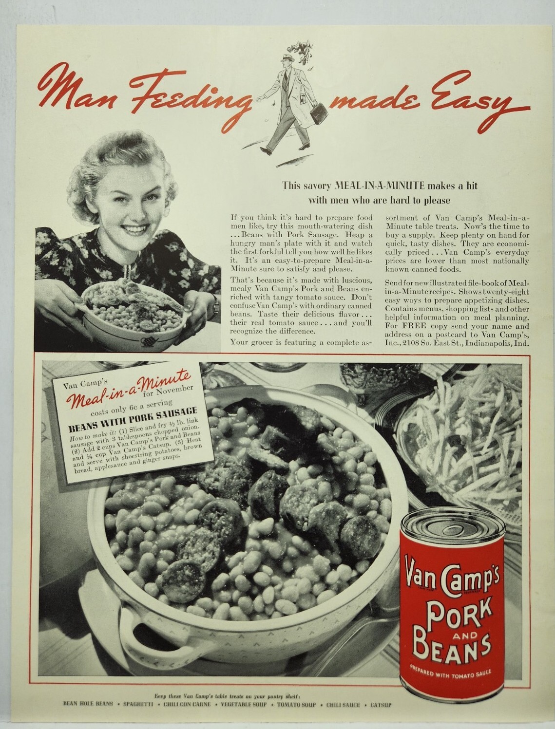 1937 Van Camps Pork & Beans Original Print Ad Life Magazine 30’s