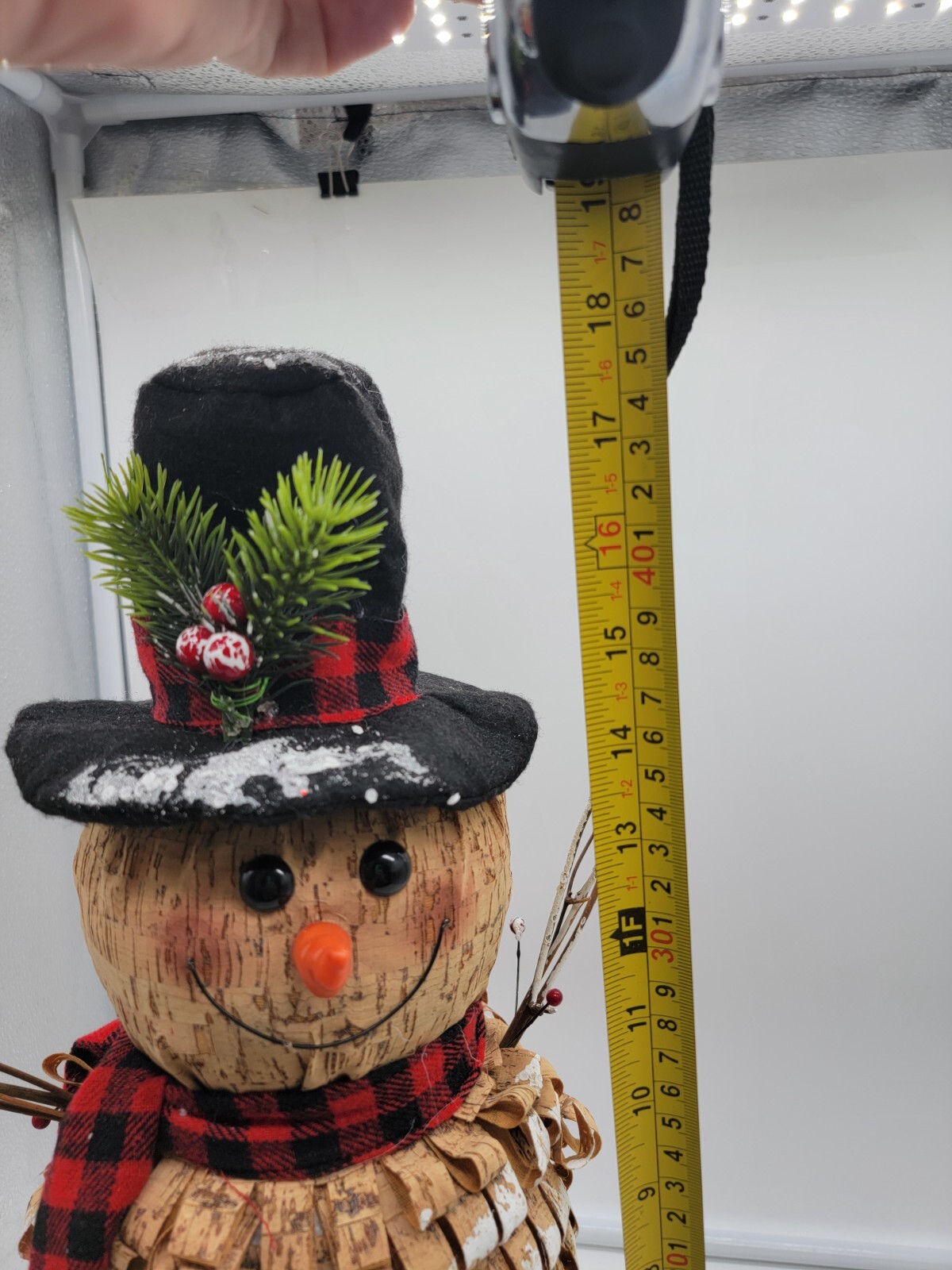 Vintage look Snowman Figure Handmade Folk Art Christmas 18″